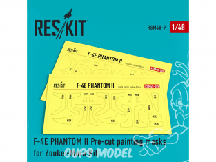 ResKit kit d'amelioration Avion RSM48-0009 Masques de peinture F-4 E Phantom II pour kit Zoukei-Mura 1/48