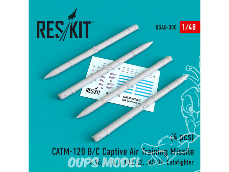 ResKit kit d'amelioration Avion RS48-0300 Missile d'entraînement aérien captif CATM-120 B/C (4 pièces) 1/48