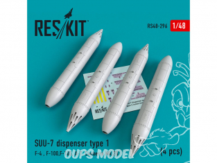 ResKit kit armement Avion RS48-0296 SUU-7 dispenser type 1 (4 piéces) 1/48