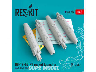ResKit kit armement hélico RS48-0229 Lance-roquettes UB-16-57 KV (4 pièces) 1/48