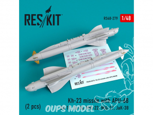 ResKit kit armement Avion RS48-0279 Missile Kh-23 avec APU-68 (2 pièces) 1/48