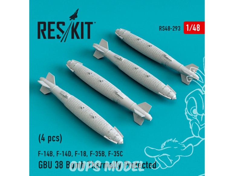 ResKit kit armement Avion RS48-0293 Bombe Gbu 38 a Protection Thermique (4 pcs) 1/48