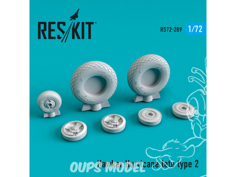 ResKit kit d'amelioration Avion RS72-0289 Jeu de roues Hawker Hurricane tardif type 2 1/72