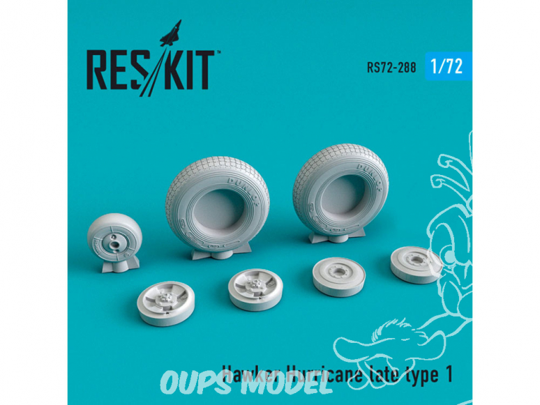 ResKit kit d'amelioration Avion RS72-0288 Jeu de roues Hawker Hurricane Late type 1 1/72