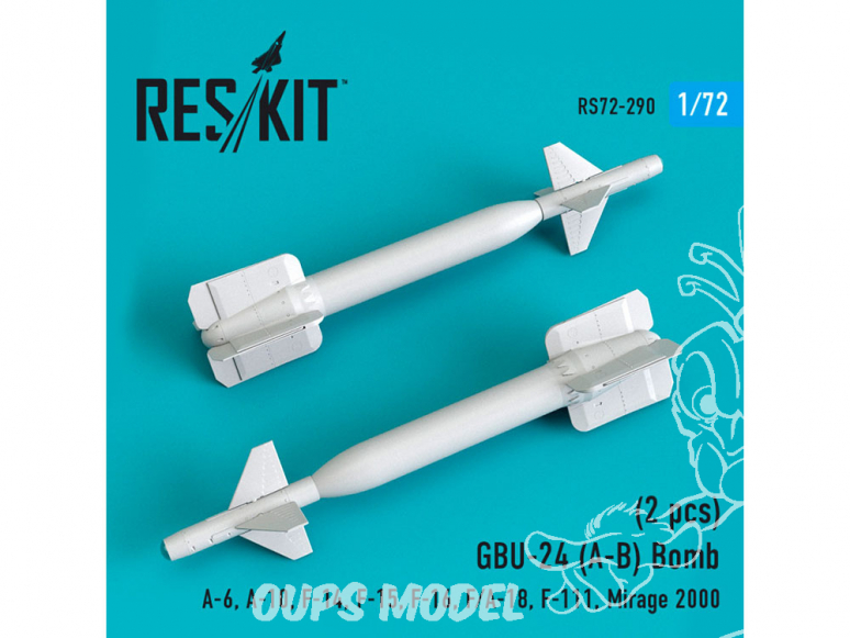 ResKit kit d'amelioration Avion RS72-0290 Bombe Gbu-24 A-B (2 pièces) 1/72