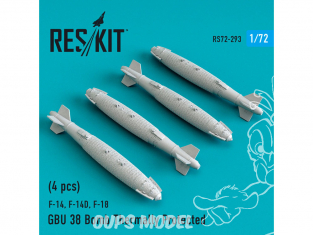 ResKit kit d'amelioration Avion RS72-0293 Bombe Gbu 38 a Protection Thermique (4 pcs) 1/48