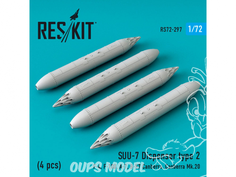 ResKit kit d'amelioration Avion RS72-0297 SUU-7 dispenser type 2 (4 piéces) 1/72