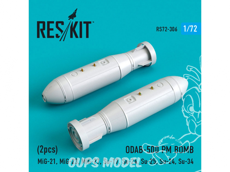 ResKit kit d'amelioration Avion RS72-0306 Bombes ODAB-500PM (2 pièces) 1/72
