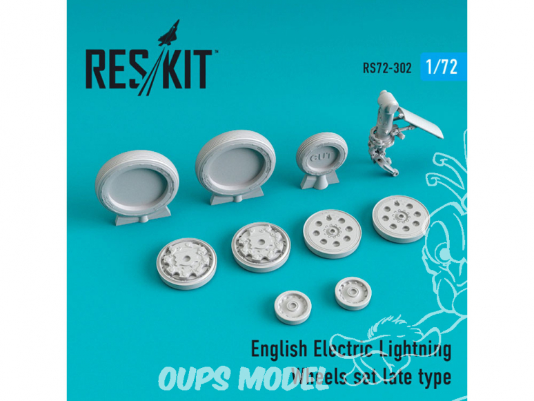 ResKit kit d'amelioration Hélico RS72-0302 Jeu de roues EE Lightning de type tardif 1/72