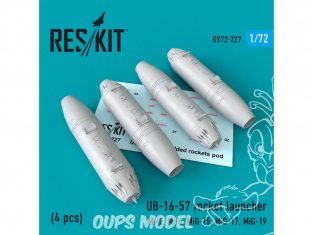 ResKit kit armement Hélico Avion RS72-0227 Lance-roquettes UB-16-57 (4 pièces) 1/72