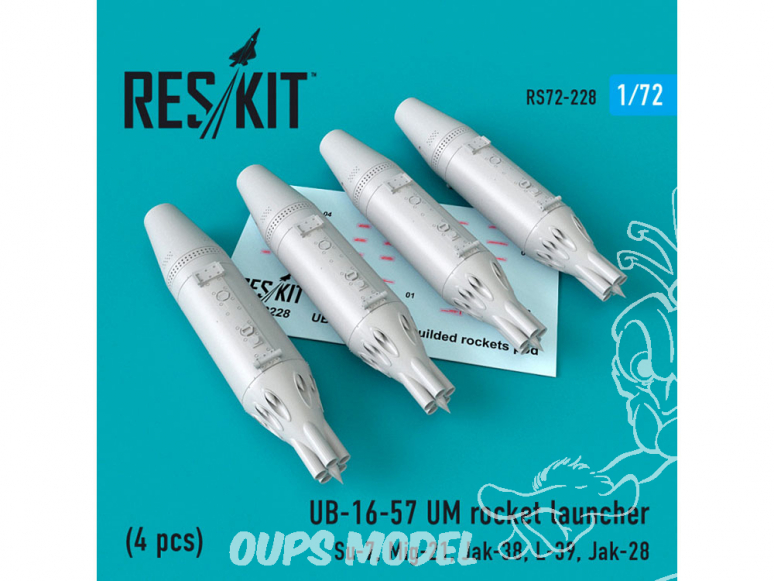 ResKit kit armement Avion RS72-0228 Lance-roquettes UB-16-57 UM (4 pièces) 1/72