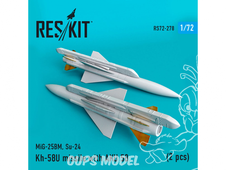 ResKit kit d'amelioration Avion RS72-0278 Missile Kh-58U avec AKU 58 (2 pièces) 1/72