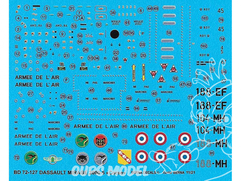 BERNA DECALS BD72-127 Dassault Mirage 2000-5F Corse 1/72