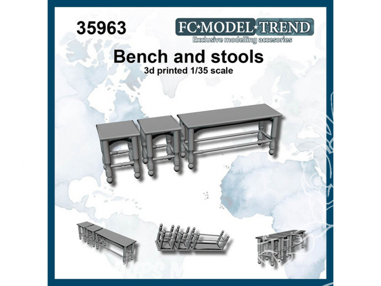 FC MODEL TREND accessoire résine 35963 Banc et tabourets 1/35