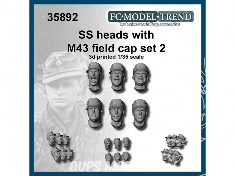 FC MODEL TREND accessoire résine 35892 Têtes avec casquette M43 SS Set 2 1/35