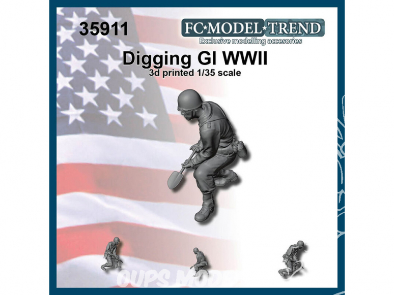 FC MODEL TREND figurine résine 35911 GI creusant USA WWII 1/35