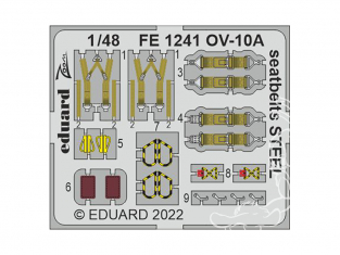 EDUARD photodecoupe avion FE1241 Harnais métal OV-10A Icm 1/48