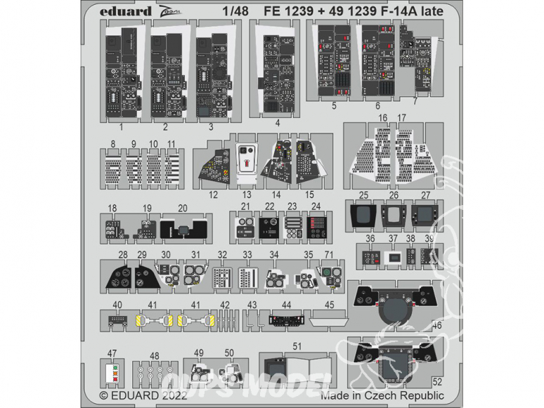 EDUARD photodecoupe avion 491239 Intérieur F-14A Late Tamiya 1/48