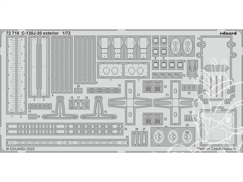 Eduard photodecoupe avion 72718 Extérieur C-130J-30 Zvezda 1/72