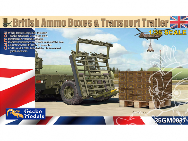 Gecko Models maquettes militaire 35GM0037 Palette de boîtes de munitions avec remorque de transport 1/35