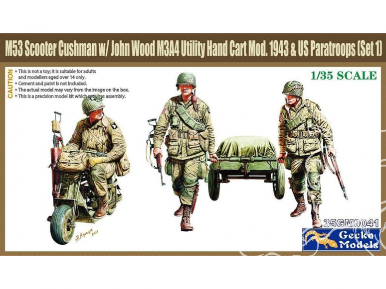 Gecko Models maquettes militaire 35GM0041 Parachutistes americain avec moto et remorque WWII 1/35