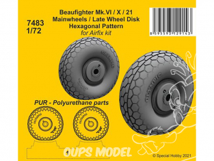 Cmk kit d'amelioration 7483 Roues principales Beaufighter Mk.VI/X/21 Disque de roue tardif bande de roulement hexagonal 1/72