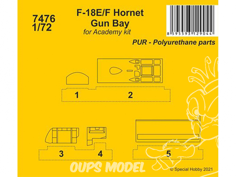 Cmk kit resine 7476 Baie de canon F-18E/F Hornet pour kits Academy 1/72