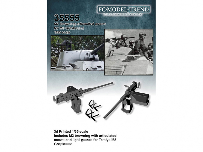 FC MODEL TREND accessoire résine 35555 M2 Browning MG avec monture pour M8 Scout Car Tamiya 1/35