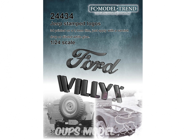 FC MODEL TREND accessoire résine 24434 Logos estampés Ford Willys 1/24