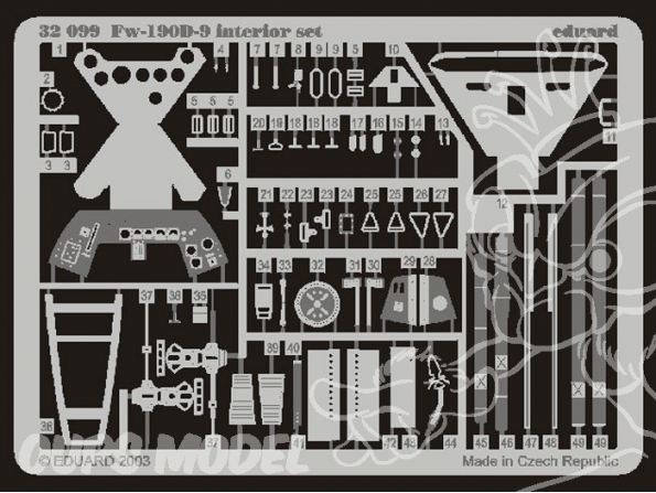 EDUARD photodecoupe avion 32099 Interieur Fw190D-9 1/32
