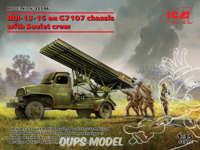 Icm maquette militaire 35596 BM-13-16 sur châssis G7107 avec équipage soviétique 1/35