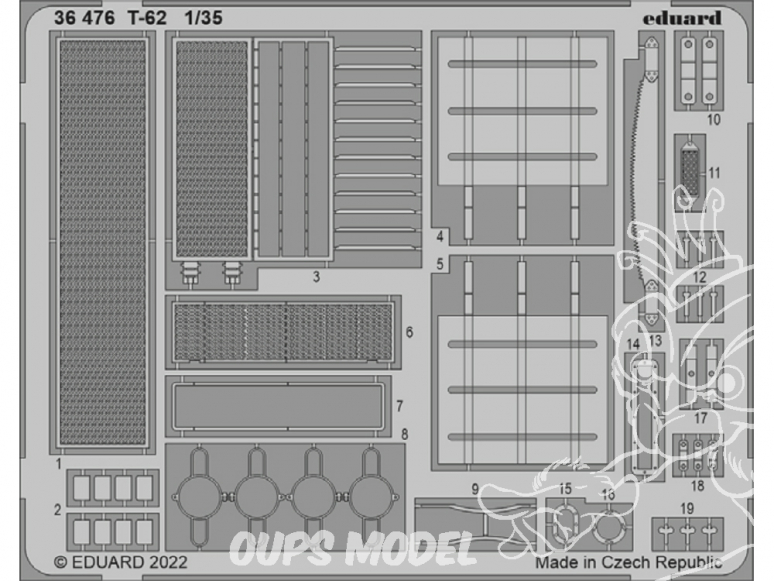 Eduard photodecoupe militaire 36476 Amélioration T-62 Zvezda 1/35