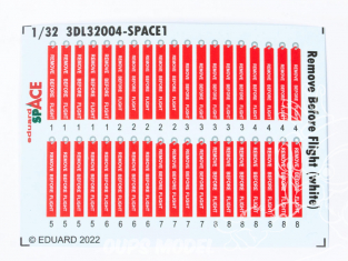 Eduard Space décalques 3D 3DL32004 Remove before flight (Blanc) 1/32
