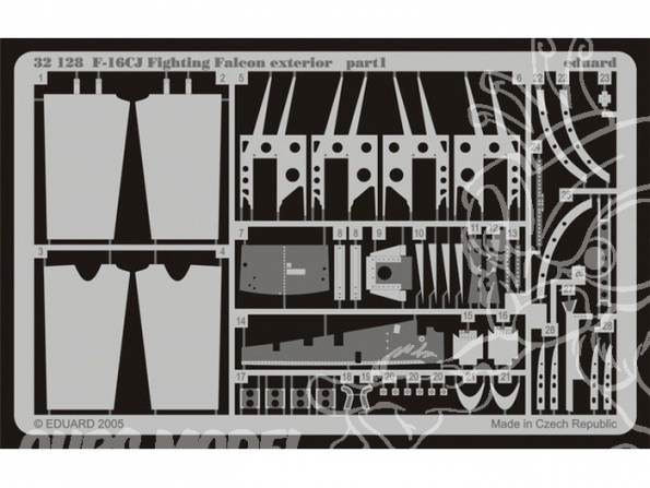 EDUARD photodecoupe avion 32128 Exterieur F-16CJ 1/35