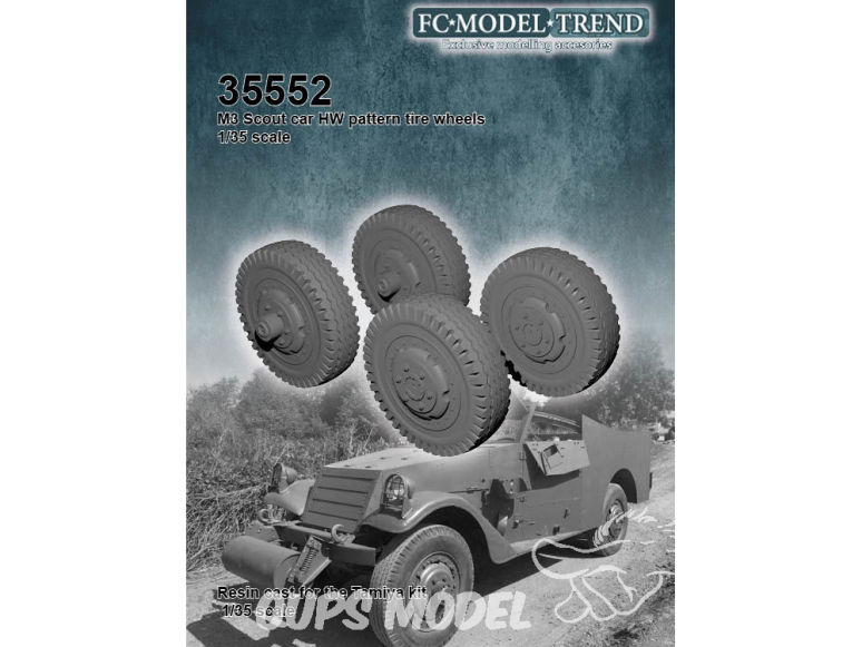 FC MODEL TREND accessoire résine 35552 Roues lestées M3 Scout car pneus route Tamiya 1/35