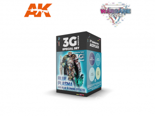 Ak interactive peinture acrylique 3G Set AK1067 WARGAME COLOR SET. BLUE PLASMA AND GLOWING EFFECTS.