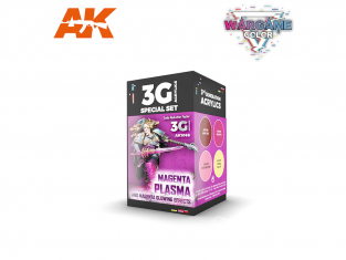 Ak interactive peinture acrylique 3G Set AK1068 WARGAME COLOR SET. MAGENTA PLASMA AND GLOWING EFFECTS.