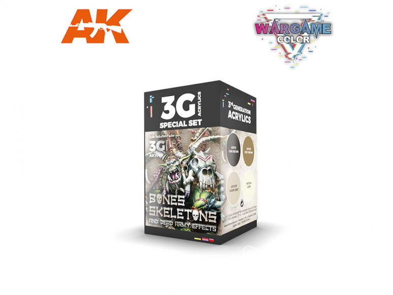 Ak interactive peinture acrylique 3G Set AK1069 WARGAME COLOR SET. BONES AND SKELETONS.