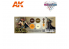 Ak interactive peinture acrylique 3G Set AK1077 WARGAME COLOR SET. NON METALLIC METAL GOLD (WITH BRUSH).