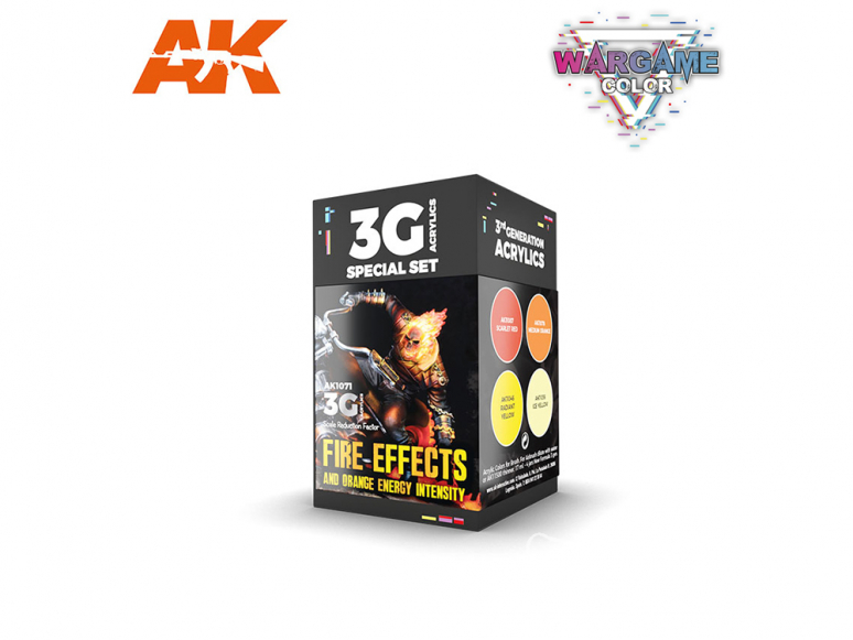 Ak interactive peinture acrylique 3G Set AK1071 WARGAME COLOR SET. FIRE EFFECTS.