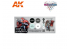 Ak interactive peinture acrylique 3G Set AK1073 WARGAME COLOR SET. NON METALLIC METAL SILVER (WITH BRUSH).