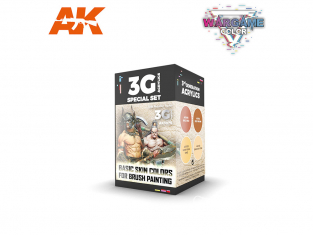 Ak interactive peinture acrylique 3G Set AK1075 WARGAME COLOR SET. BASIC SKIN COLORS. pour pinceau