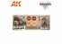 Ak interactive peinture acrylique 3G Set AK1075 WARGAME COLOR SET. BASIC SKIN COLORS. pour pinceau