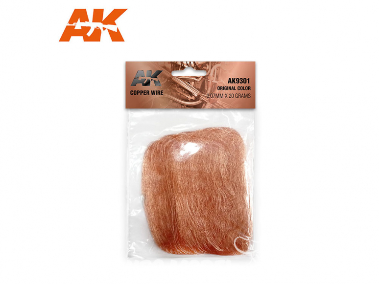 AK interactive accessoire ak9301 FIL DE CUIVRE 0.07MM ø X 20 GRAMMES COULEUR D'ORIGINE