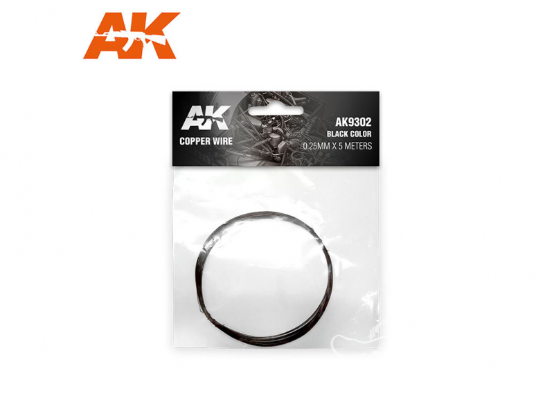 AK interactive accessoire ak9302 FIL DE CUIVRE 0.25MM ø X 5 MÈTRES COULEUR NOIRE