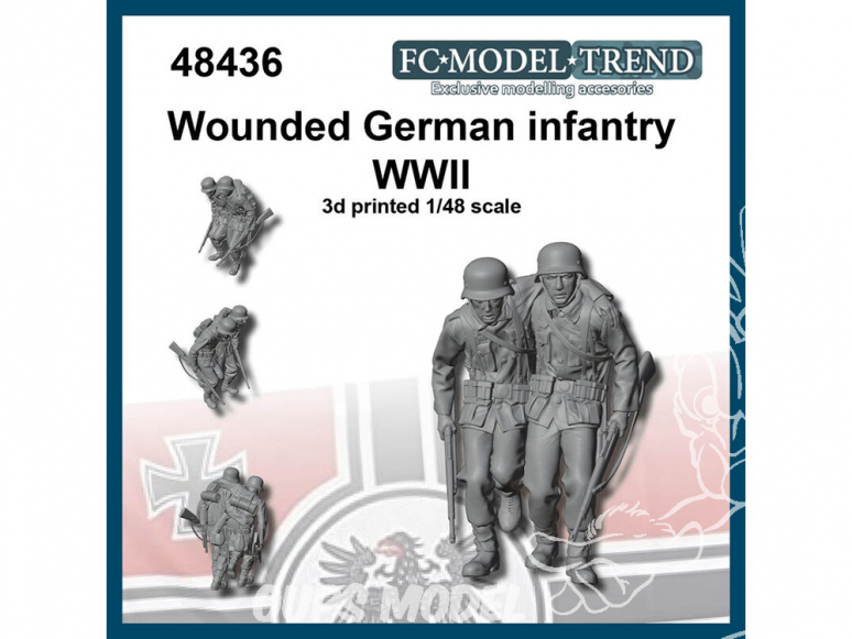 FC MODEL TREND figurine résine 48436 Infanterie Allemande blessée WWII 1/48