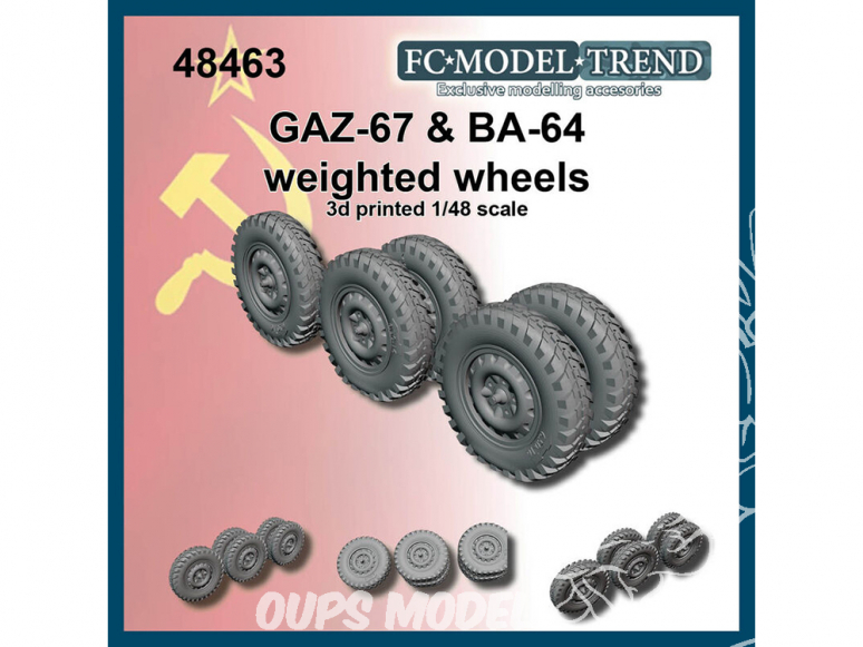 FC MODEL TREND accessoire résine 48463 Roues lestées GAZ-67 / BA-64 1/48