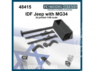 FC MODEL TREND accessoire résine 48415 Set de détails Jeep IDF avec automitrailleuse MG34 1/48