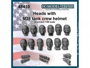 FC MODEL TREND accessoire résine 48410 Têtes avec casques M38 équipage de char US WWII 1/48