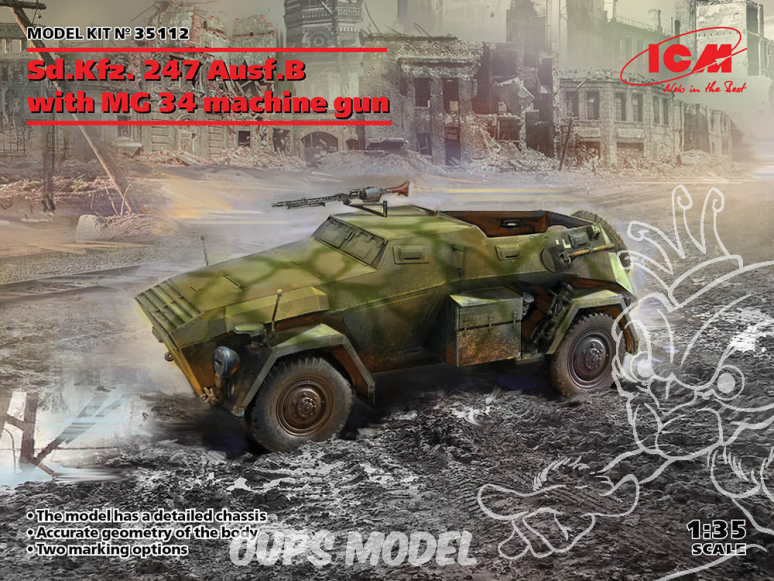 Icm maquette militaire 35112 Sd.Kfz. 247 Ausf.B avec MG 34 mitrailleuse 1/35